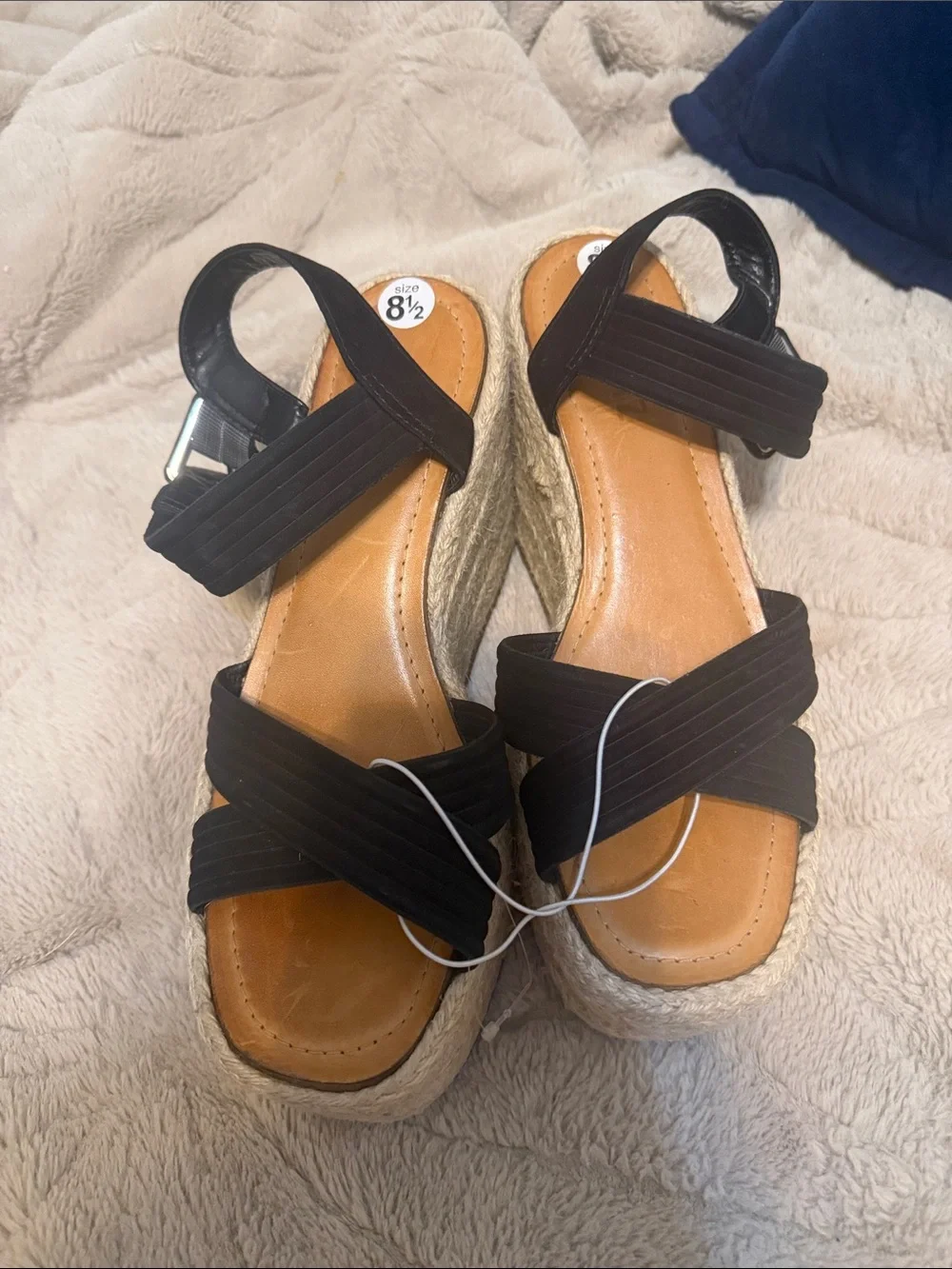 Schutz Alexandra Black Espadrille Wedge Platform Sandals 8 8.5 10 NWOT Summer